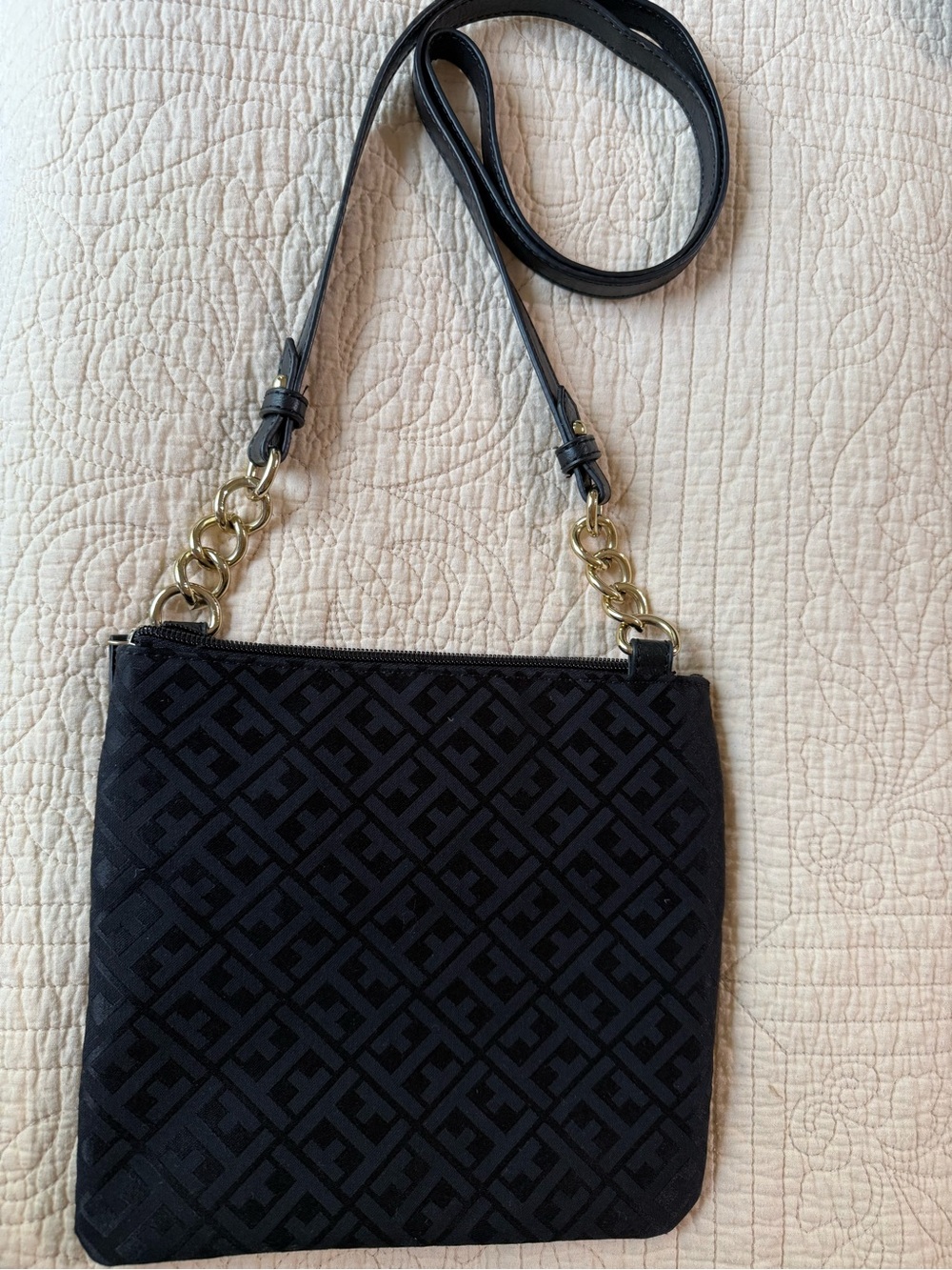 Tommy Hilfiger Black Quilted Crossbody Bag with Gold Accent - Picture 12 of 12